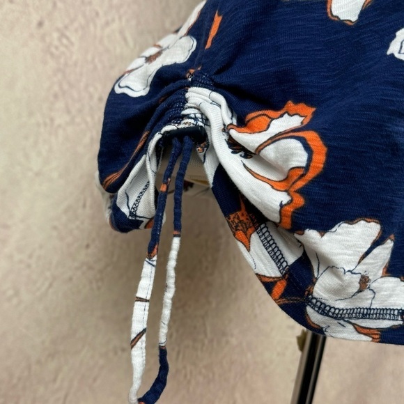 Liz Claiborne navy floral cotton T-shirt size large - Picture 3 of 11